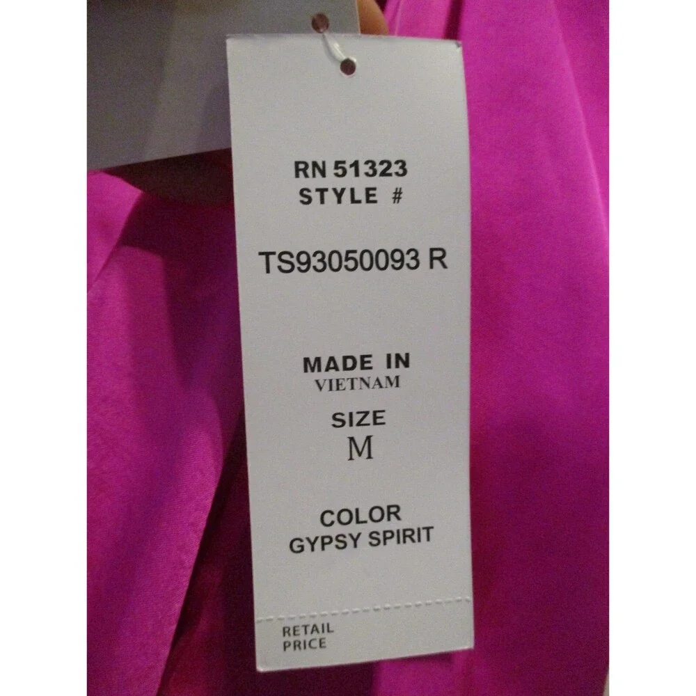 Sam & Jess Womens Sz M Satin Surplice Long Sleeve Puff Shoulder Top Pink Silky - Picture 7 of 9